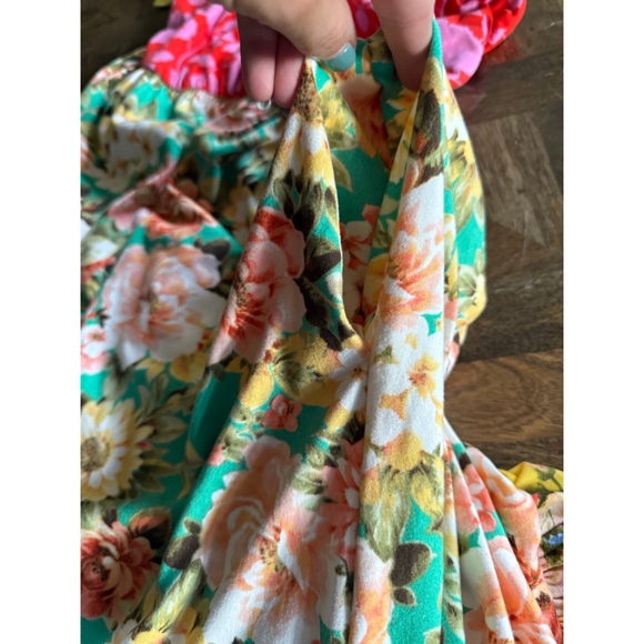 Women's Haptics by Holly Harper Floral Maxi Dress Green/Yellow Size s - Picture 5 of 5